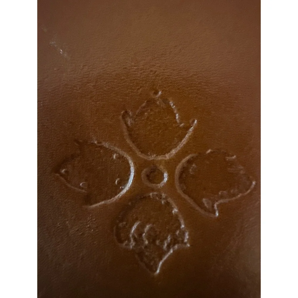 Patricia Nash Tan Leather Embossed Floral Wristlet Clutch Pouch Bag